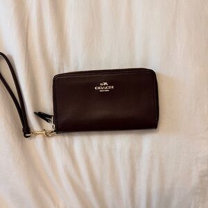 Coach Dark Red Wristlet with Strap